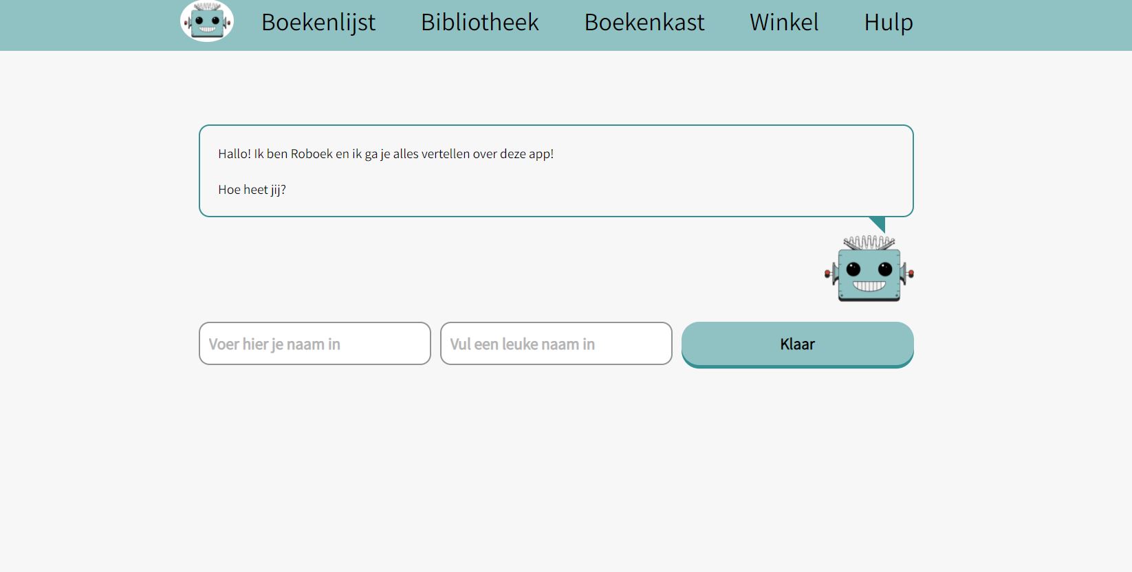 Beginscherm van de kinderboekenapp.